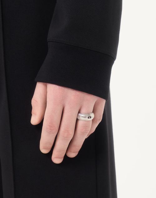 Valentino Garavani - Valentino Ovalette Metal Ring - Transparent - Man - Jewelry